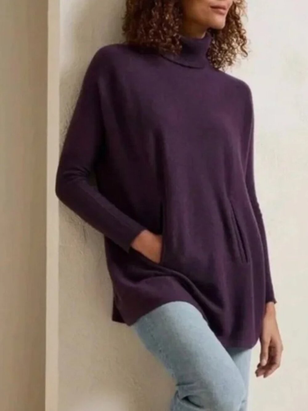 Garnet Hill Long Oversized Turtleneck Tunic Size Small